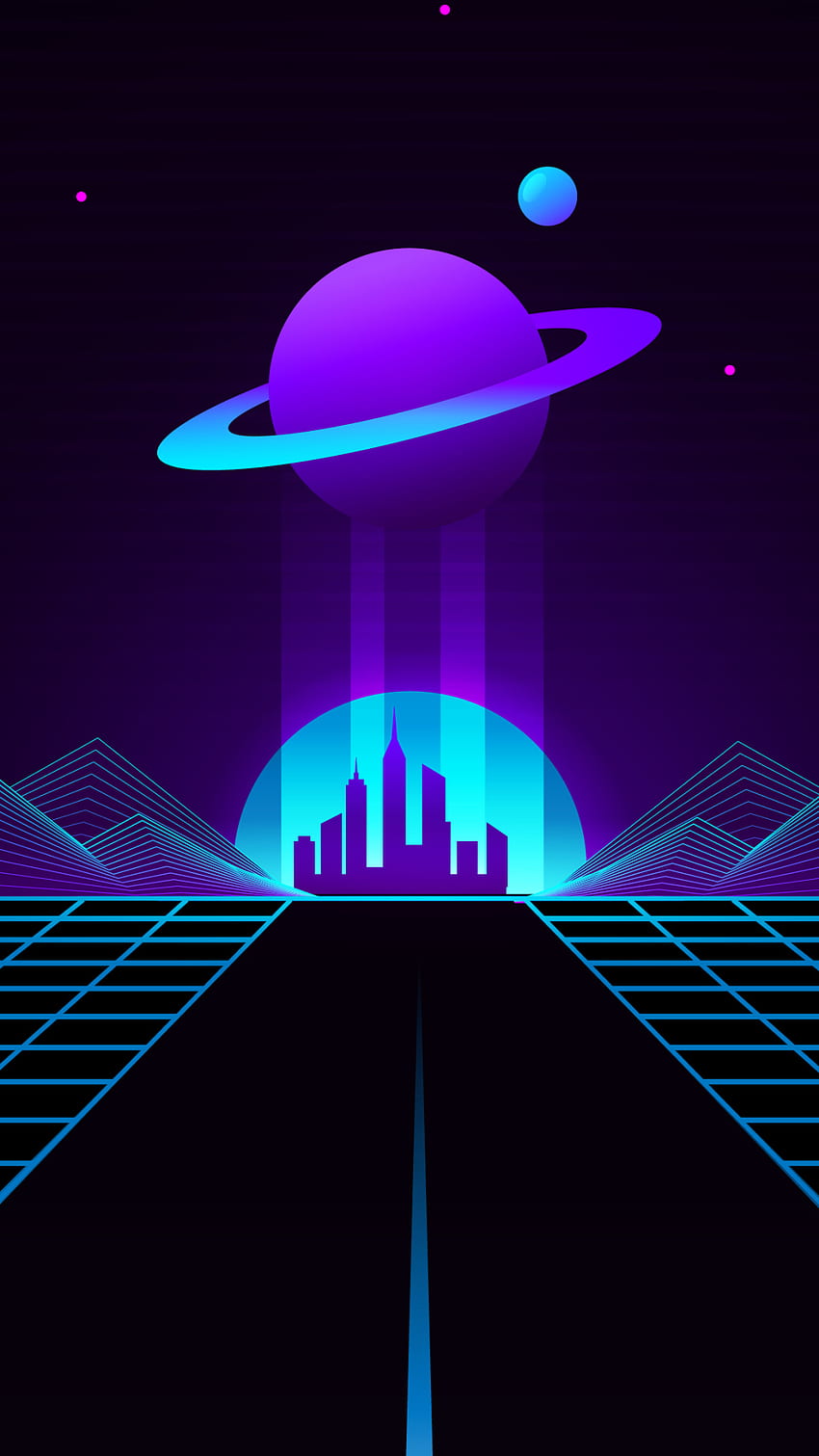 Synthwave Planet Retro Wave iPhone 7、6s、6 Plus、Pixel XL、One Plus 3、3t、5、Artist、および Background、1080X1920 Wave HD電話の壁紙