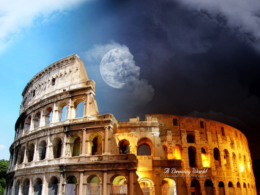 Landschaft, Kunst, Architektur, Italien, Kolosseum HD-Hintergrundbild
