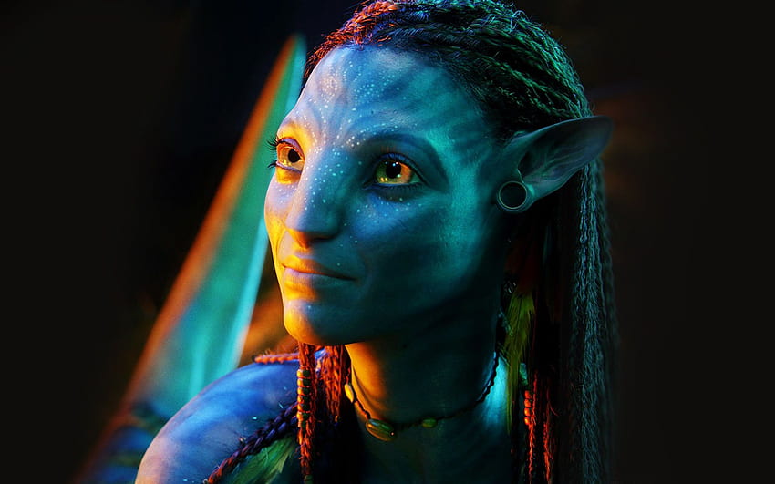 Avatar neytiri navi cahaya pada wajah memperhatikan karakter fil - Wallpaper HD