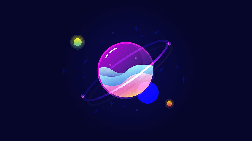 Sonnensystem, Planeten, Orbit, Minimal, Neon, Amoled HD-Hintergrundbild