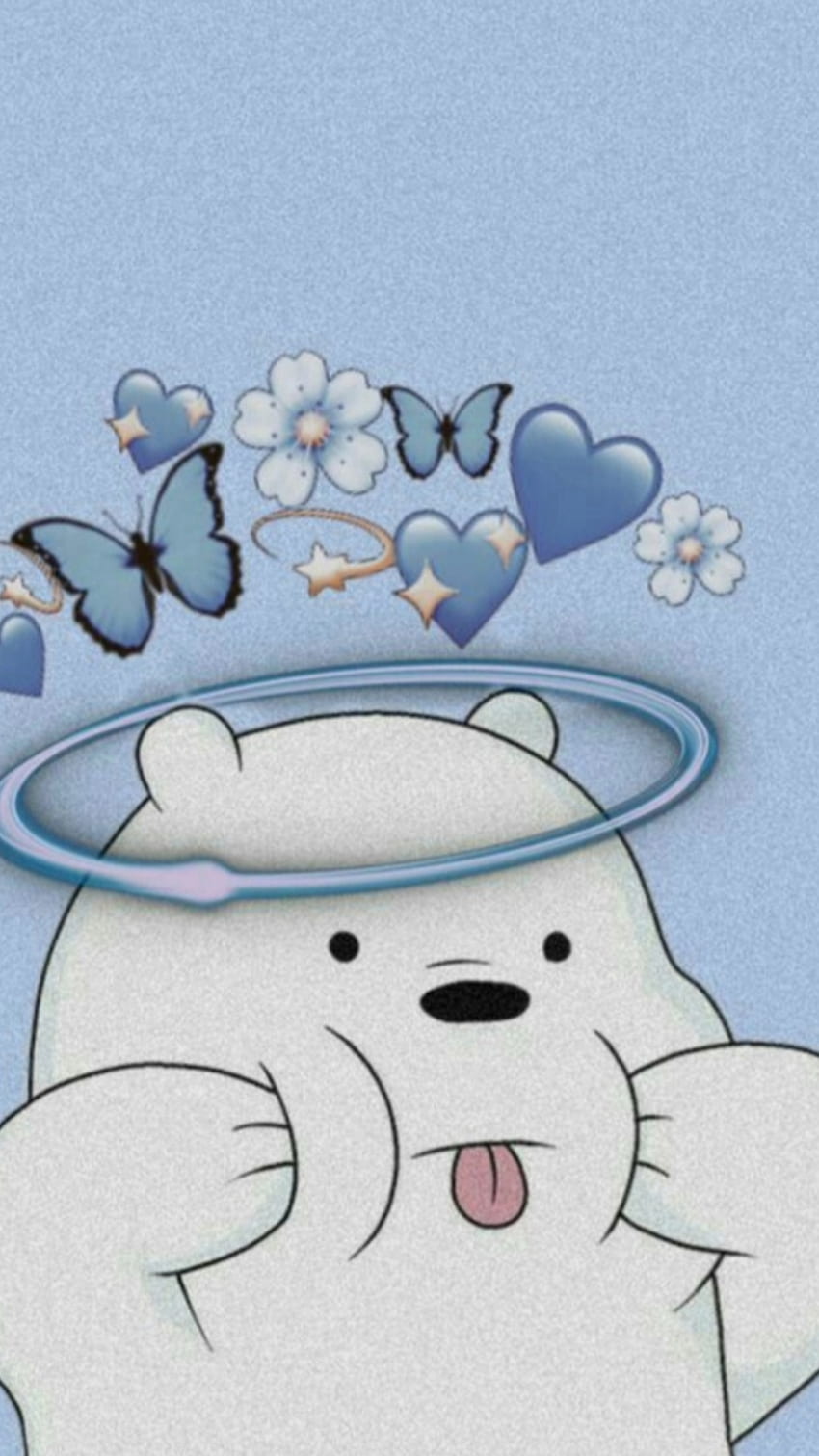 Bear, cloud, nose, Cute, Butterfly, Blue, Star, Korean HD phone wallpaper
