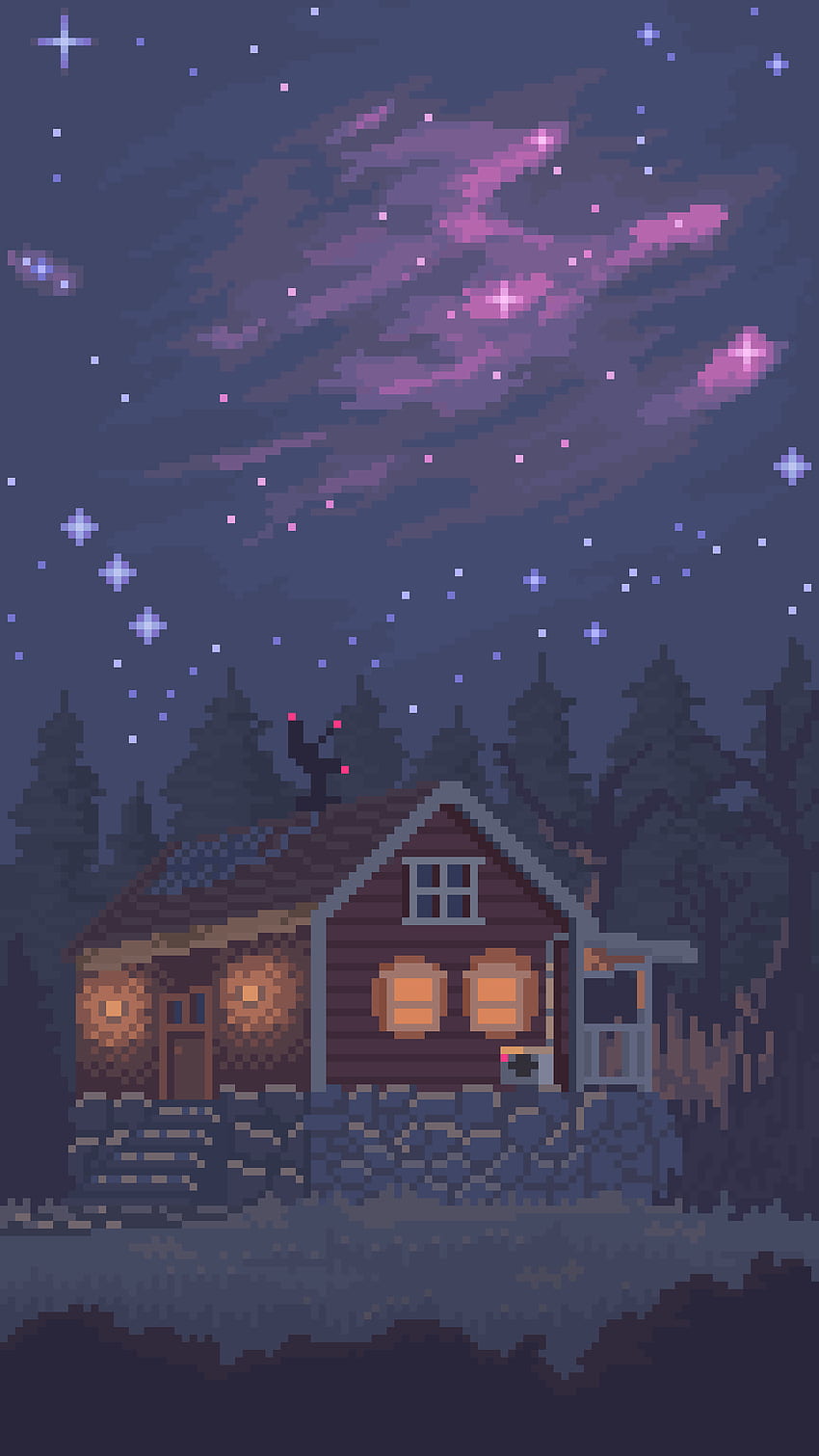 The night sky (full view on phone is recommended). Pixel art landscape,  Cool pixel art, Pixel art design, Winter Pixel HD phone wallpaper | Pxfuel