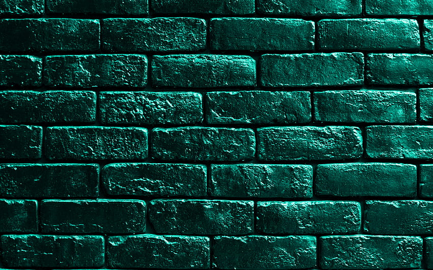 turquoise brickwall, , turquoise bricks, bricks textures, brick wall, bricks background, turquoise stone background, identical bricks, bricks, turquoise bricks background for with resolution . High Quality HD wallpaper