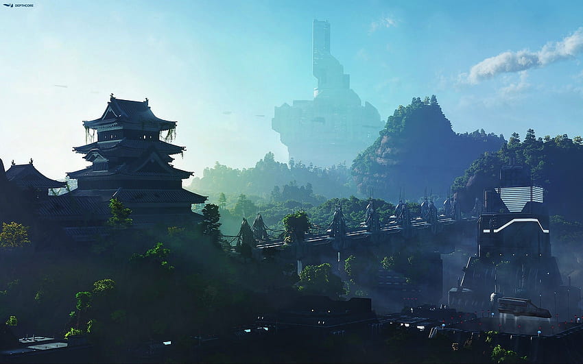 Asian Landscape, Chinese Village HD wallpaper