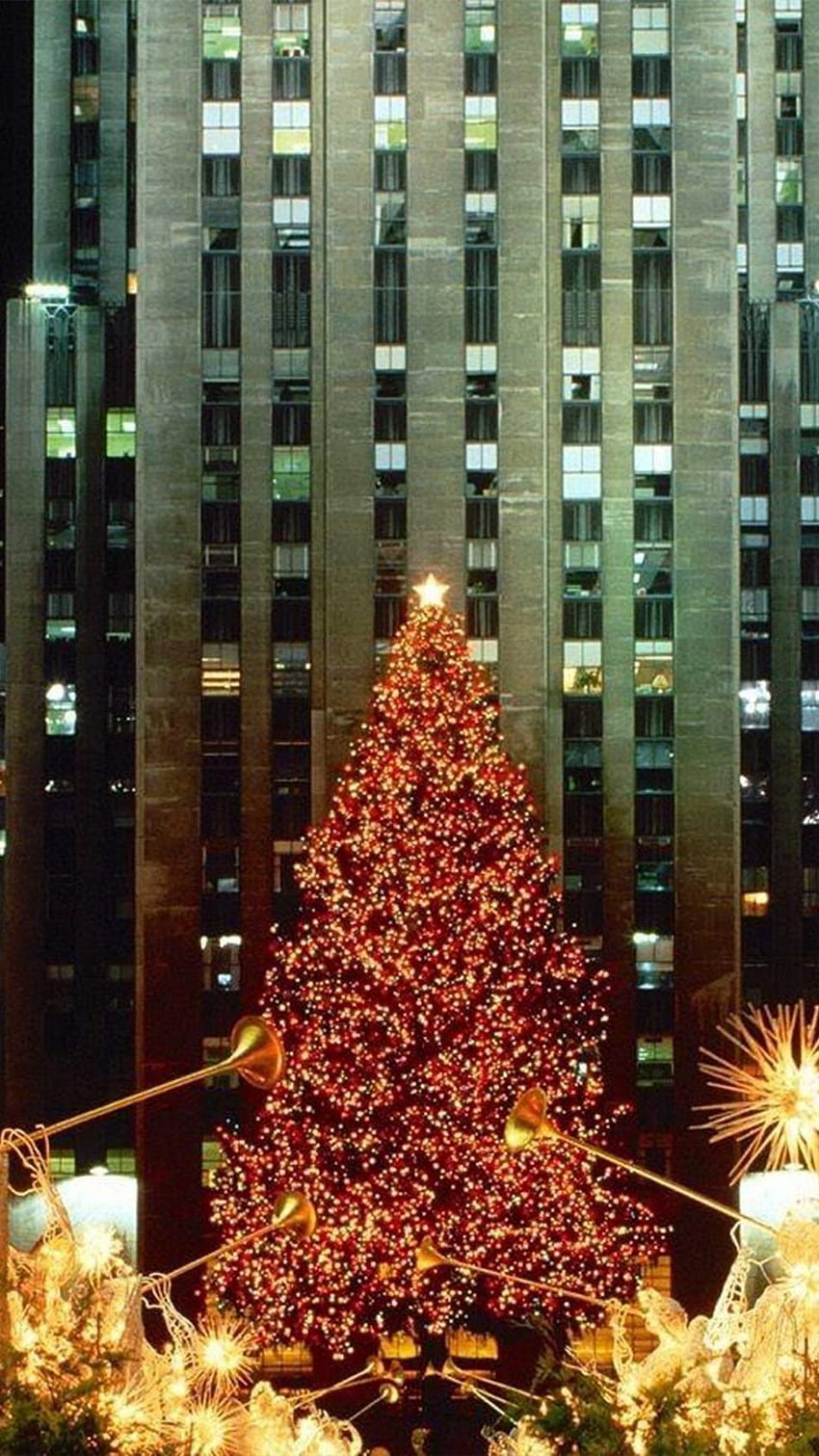 Christmas Tree Lights City Festival Ultra Mobile - Merry Christmas New York wallpaper ponsel HD