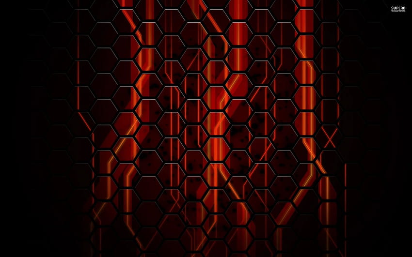 빨간색 벌집, 빨간색과 검은색 육각형 HD 월페이퍼