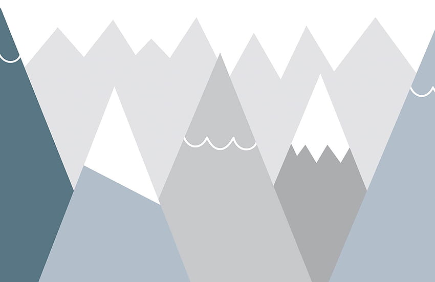 Mural infantil de montanhas azuis e cinzas, montanha geométrica papel de parede HD