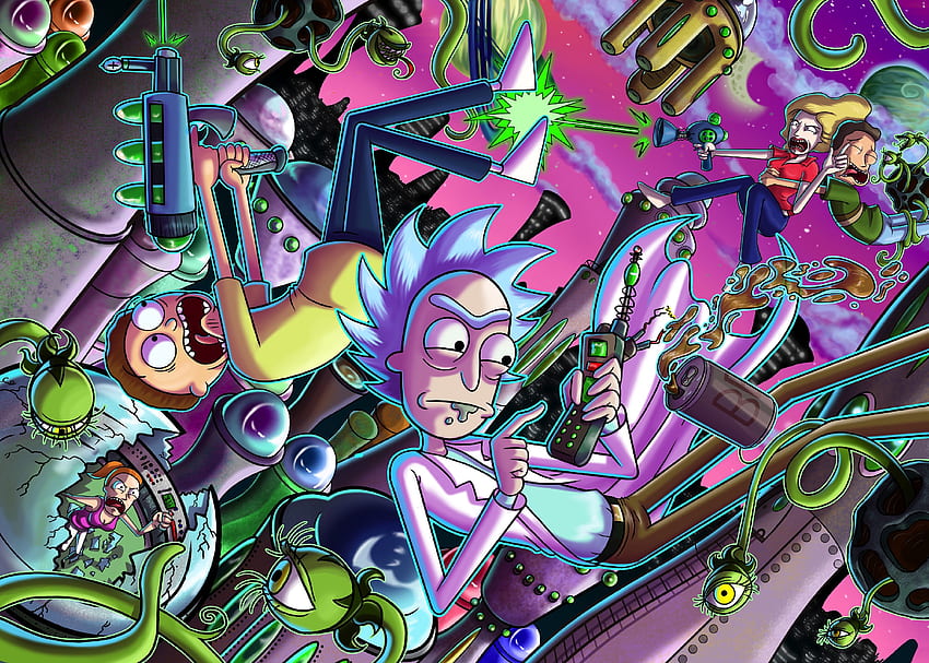 Rick y morty, series de televisión, dibujos animados, arte digital. fondo de pantalla