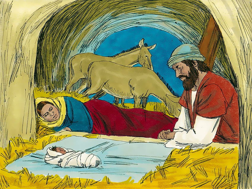 聖書 - 天使たちがイエスの誕生を羊飼い、クリスマス降誕、天使たちに告げる 高画質の壁紙