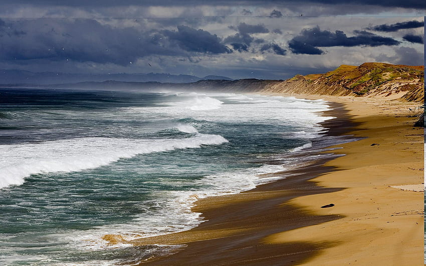 自然, 海, 波, 砂, 海岸, 銀行, レイヤー 高画質の壁紙