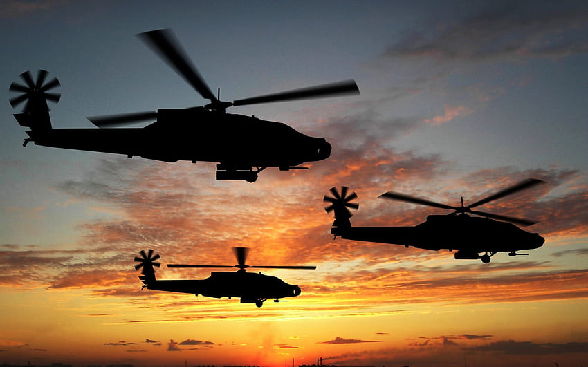 Apaches On Patrol, ah64 apache, apache helicopter, apache HD wallpaper