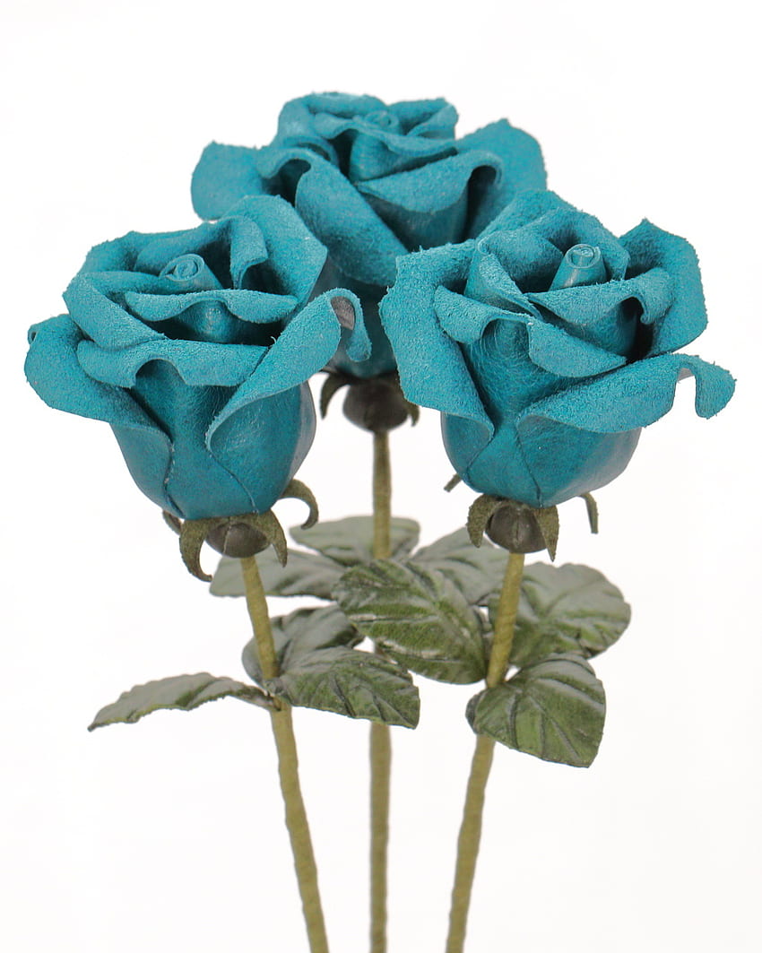 Leather Rose Bouquet Flower Stem, Teal Rose HD phone wallpaper | Pxfuel