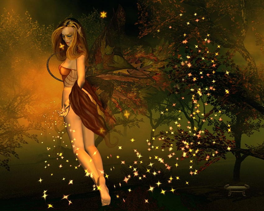 Fairy Elf, abstracto, fantasía, destellos, duende, árbol fondo de pantalla