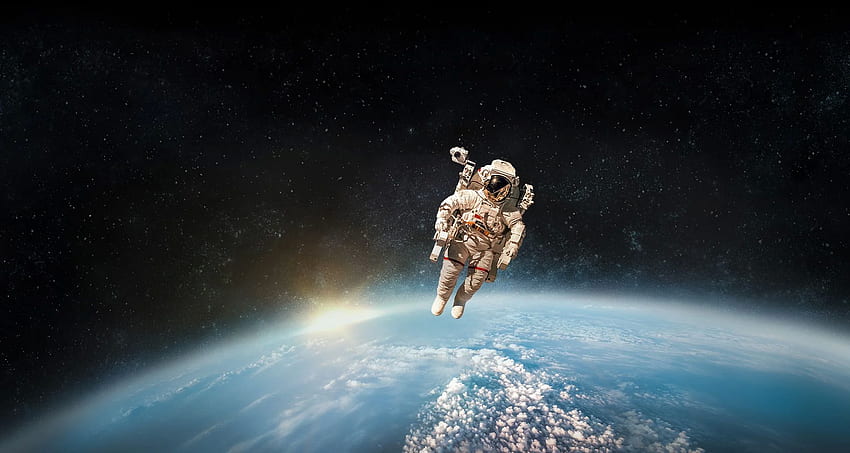 Astronauta - astronauta unoszący się nad ziemią -, astronauta unoszący się w kosmosie Tapeta HD