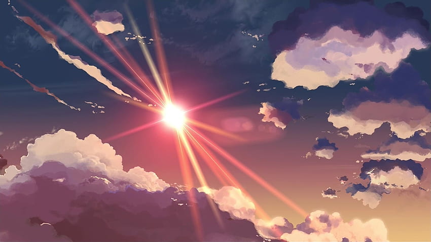 เซนติเมตรต่อวินาที อะนิเมะ makoto shinkai skyscapes แสงแดด Aesthetic Anime วอลล์เปเปอร์ HD