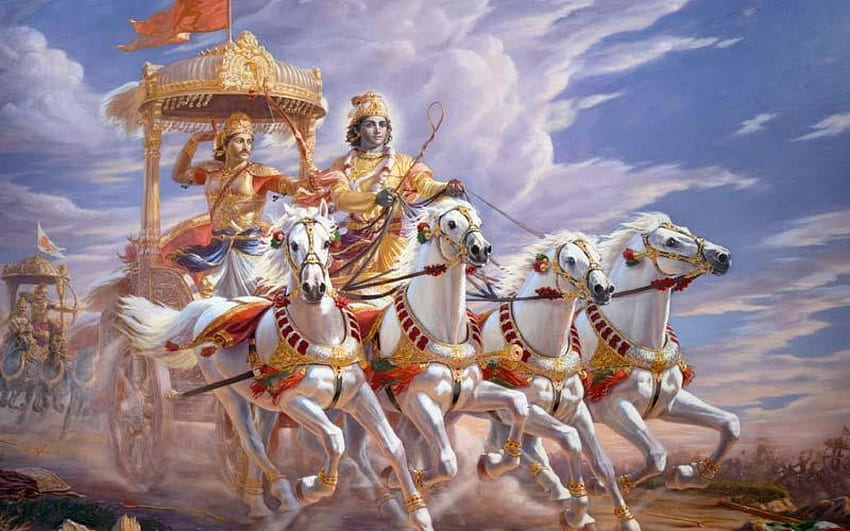Bhagavad Gita. Krishna-Malerei, Bhagavad Gita, hinduistische Kunst HD-Hintergrundbild