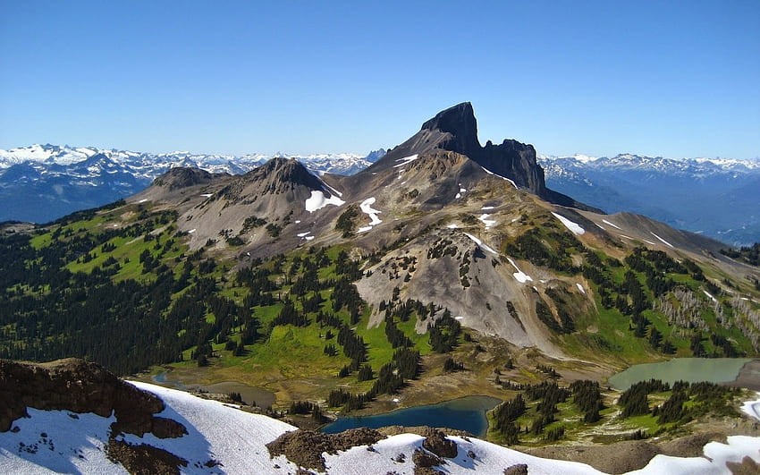 The Black Tusk, cadeia de montanhas, Canadá, paisagem, natureza, montanhas, flora, British Columbia papel de parede HD