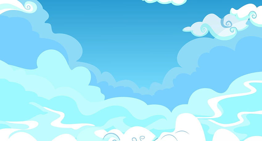 Cloudy Sky Background, Cartoon Sky HD wallpaper