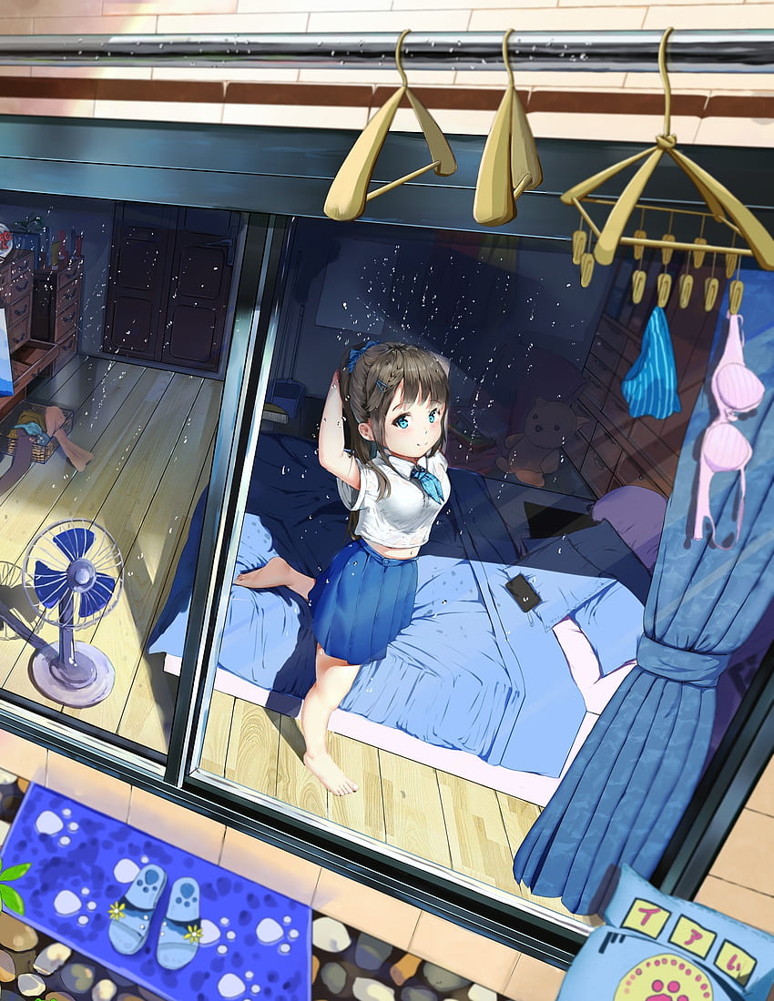 Cute girl, anime, original, art HD phone wallpaper
