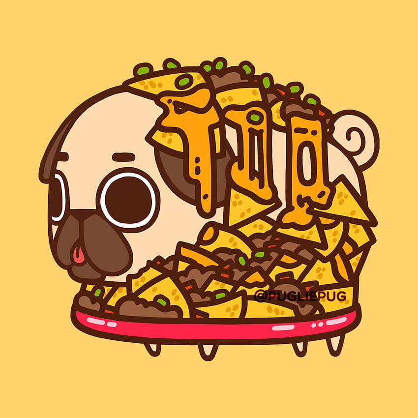 Puglie - Nacho average pug, Kawaii Animal Food HD phone wallpaper