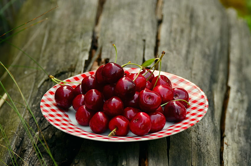 Food, Cherry, Berries, Plate, Ripe HD wallpaper
