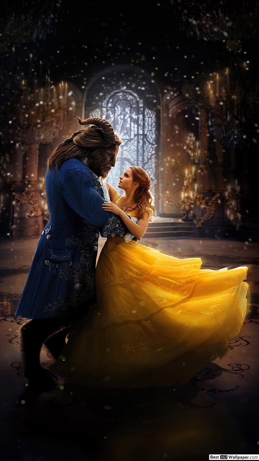 Beauty and the Beast 2017 movie - Belle and Beast dancing HD phone wallpaper