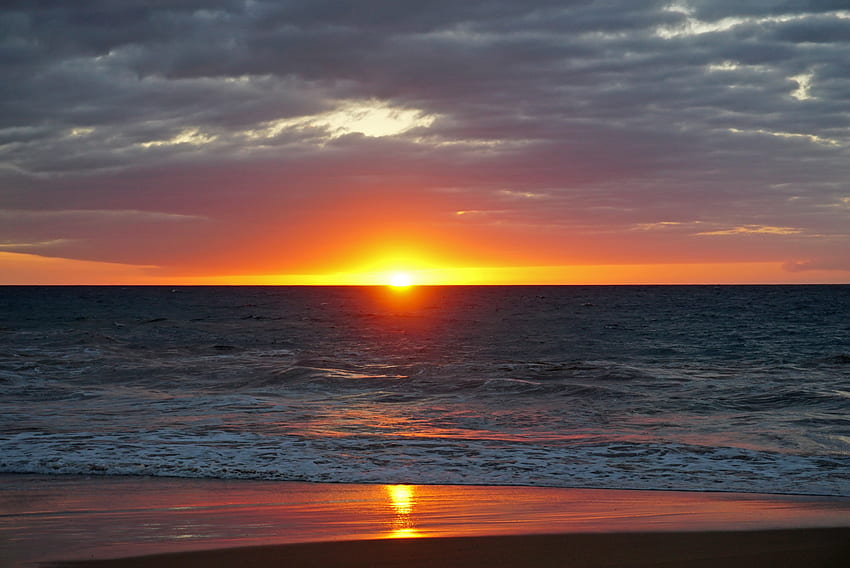ธรรมชาติ พระอาทิตย์ตก ทะเล ขอบฟ้า ฝั่ง ธนาคาร วอลล์เปเปอร์ HD