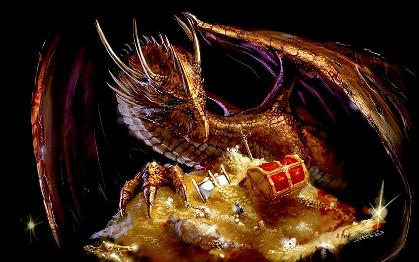 The guardian is sleeping. sneak up and grab some treasure!. Dragon art, Fantasy dragon, Dragon HD wallpaper