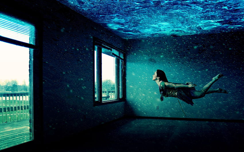 Water, , , Shadow, Flight, Girl, Window, Room, Brunette HD wallpaper
