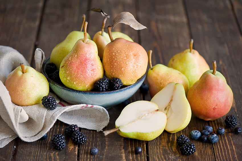 Obst, Lebensmittel, Birnen, Beeren, Brombeere HD-Hintergrundbild