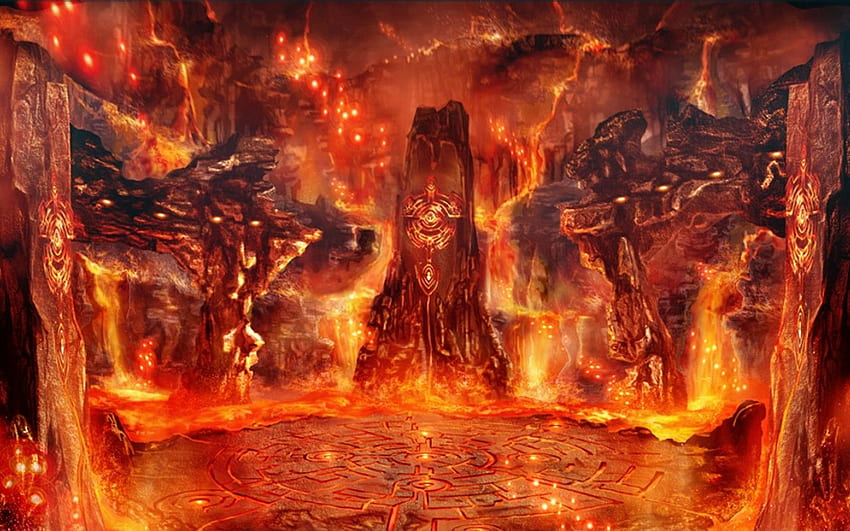 anime background, landscape, hell, fire, flame, lava, city, town,  generative ai, generative, ai 26688532 Stock Photo at Vecteezy
