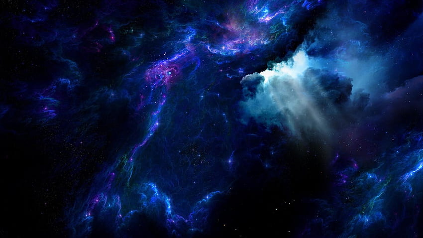 Dunkler Raum, blauer Universumsraum HD-Hintergrundbild