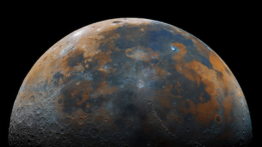 Moon surface, telescopic view, nature HD wallpaper