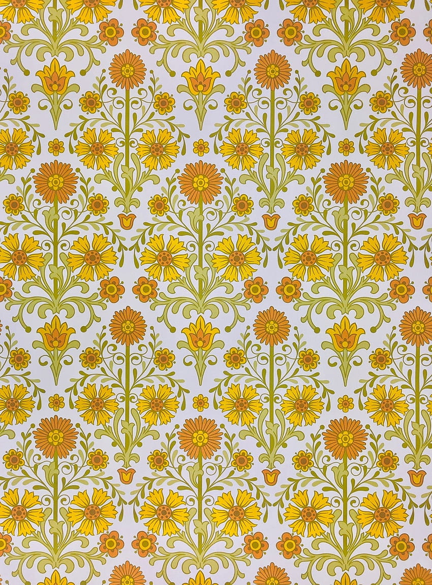 Bunga Oranye Antik, Kuning Retro wallpaper ponsel HD