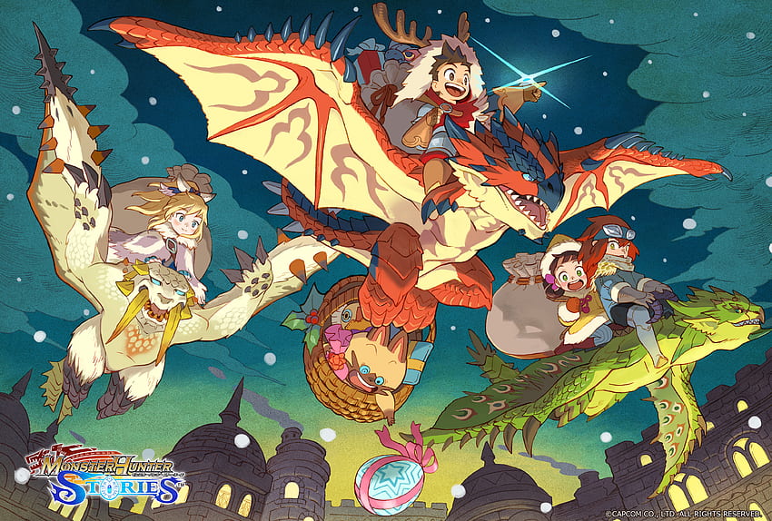 Video Game, Naville (Monster Hunter Stories), Lilia (Monster Hunter Stories), Egg, Lute (Monster Hunter Stories), Rathian (Monster Hunter), Rathalos (Monster Hunter), Monster Hunter Stories, Cheval (Monster Hunter Stories), Christmas and HD wallpaper