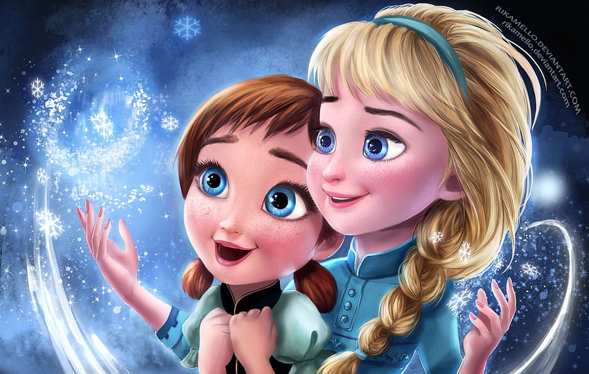 Frozen Elsa & Anna Digital Fan Art, Frozen Chibi HD wallpaper