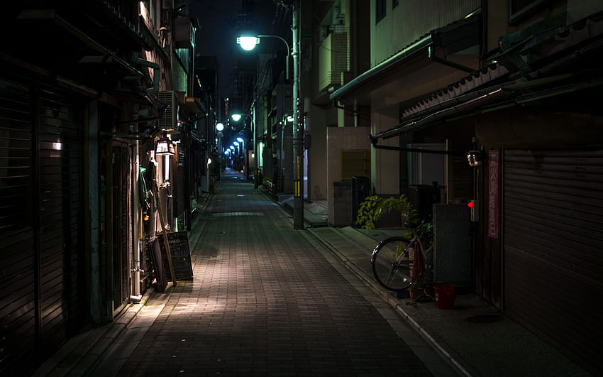 Kioto Japonia Uliczna pora nocna Miasta Domy Tapeta HD