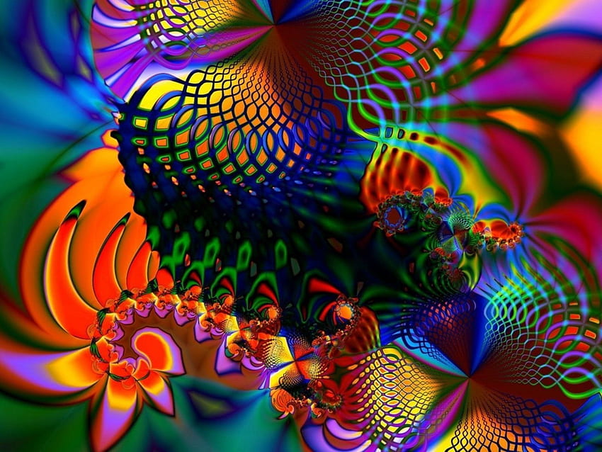 Colored Fractal On Screen Res: . Fraktal, Seni, Psychedelic art, Colorful Fractal HD wallpaper