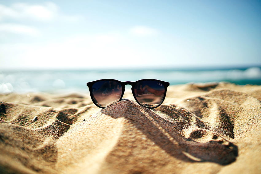 : shore, beach, ocean, sand, summer, sunglasses, sunshine HD wallpaper