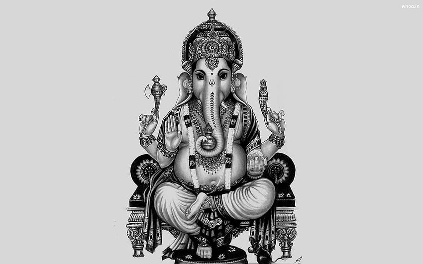 of Lord Ganesha, Ganesh Black and White HD wallpaper