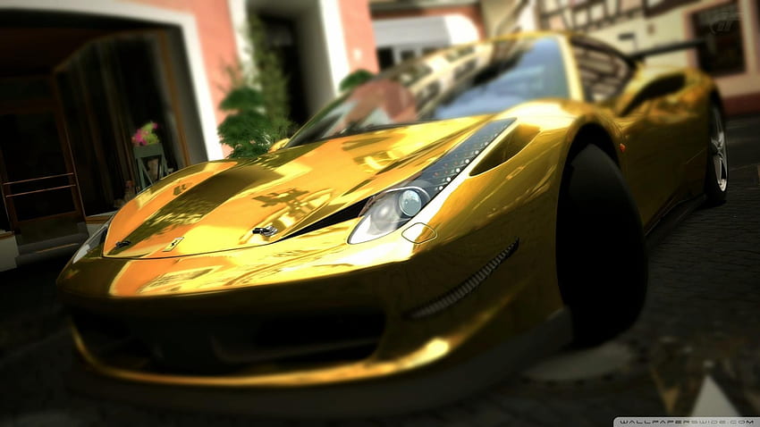 Gold Ferrari HD wallpaper