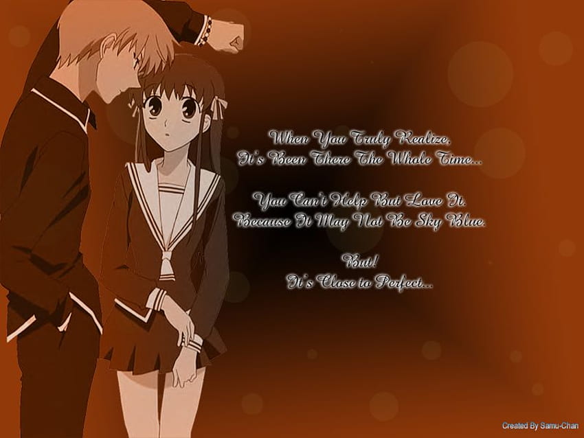 Obstkorb Liebe, Anime Paar, Worte, Kyo, Tohru HD-Hintergrundbild