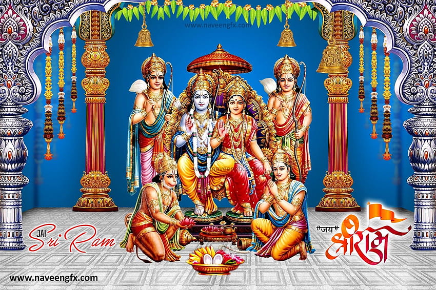 Lord Sri Rama Pattabhishekam mit Lord Hanumans, Gott Rama HD-Hintergrundbild