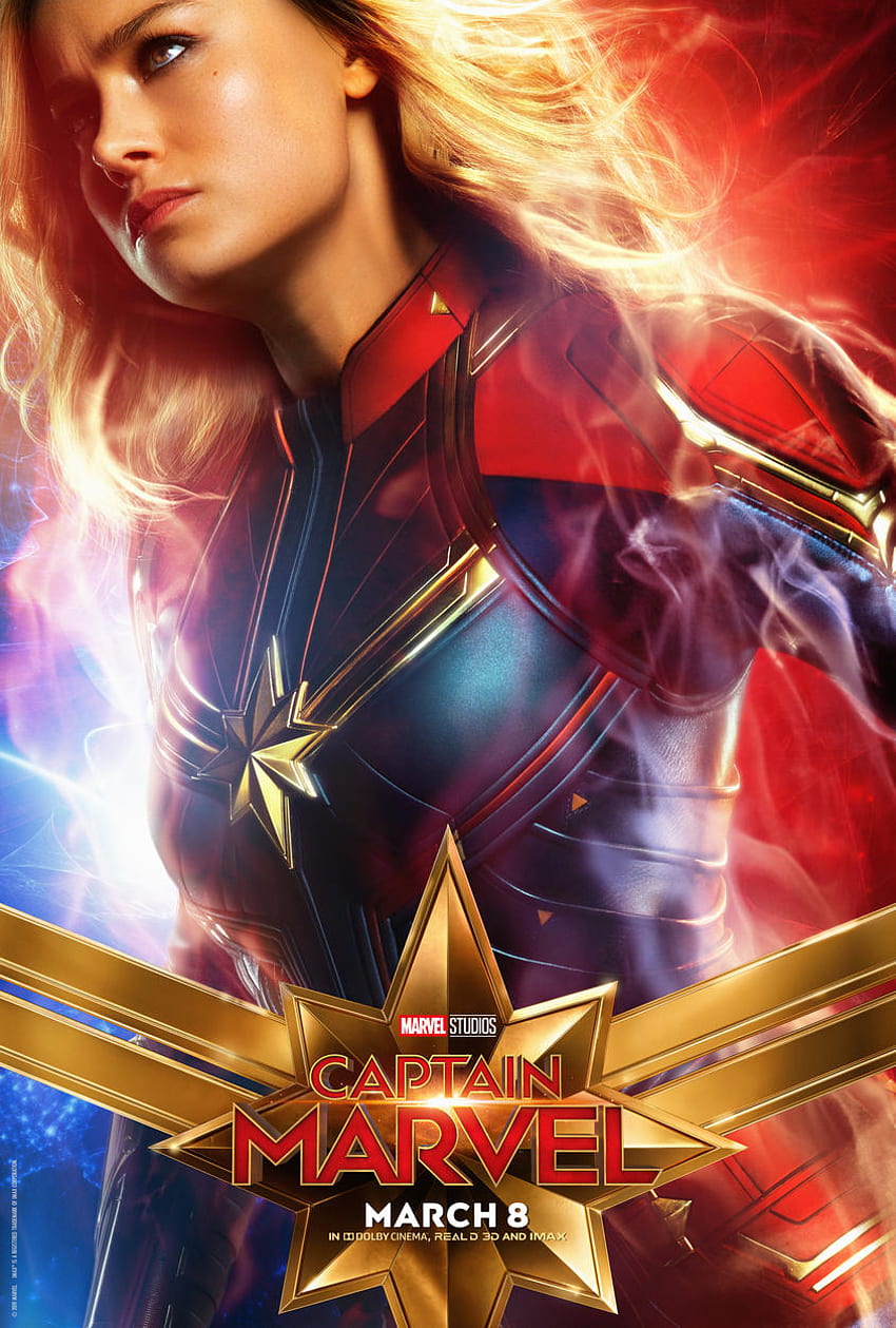 Brie Larson As Captain Marvel - Captain Marvel Character Posters - & Background HD phone wallpaper