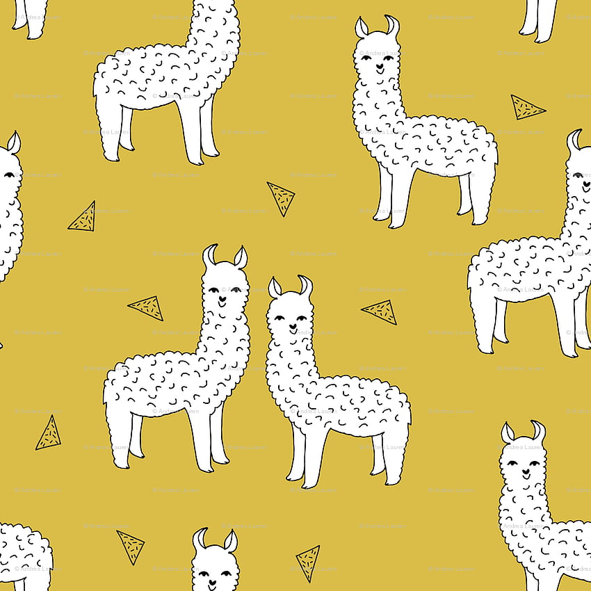 alpaca // mustard yellow alpaca fabric cute andrea lauren design, Kawaii Llama HD phone wallpaper