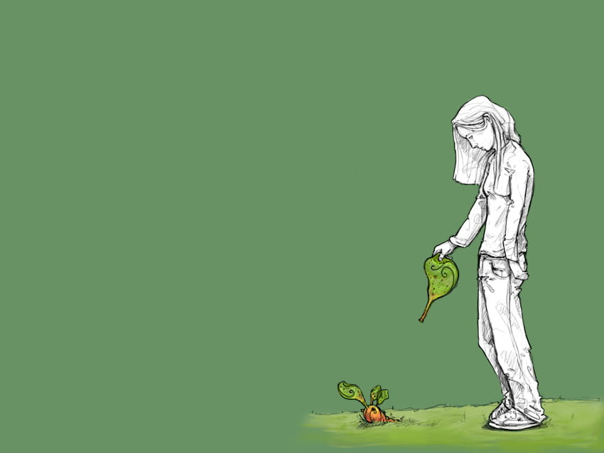 Grass, Vector, Sadness, Girl, Loneliness, Sorrow HD wallpaper