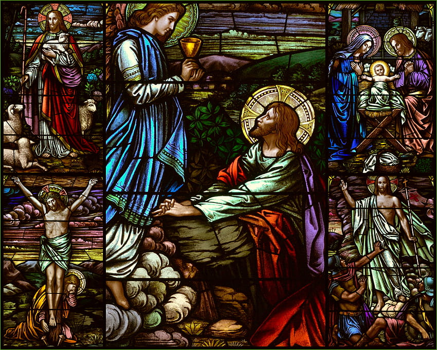 Religion, Glasmalerei, Jesus, katholisch, christlich, Kunst / und mobiler Hintergrund, christliche Malerei HD-Hintergrundbild