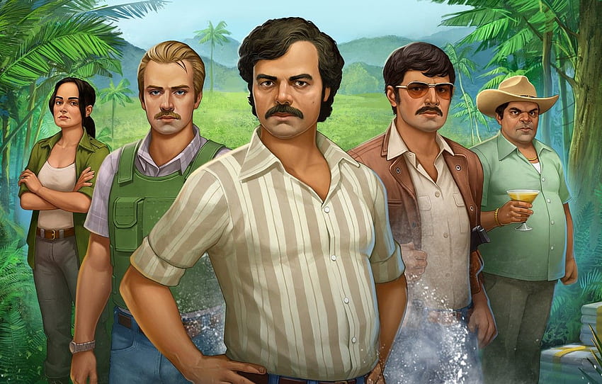 Pedro Pascal, Narcos, Wagner Moura, Pablo Escobar, Javier Pena, Boyd Holbrook, Steve Murphy for , section фильмы HD wallpaper