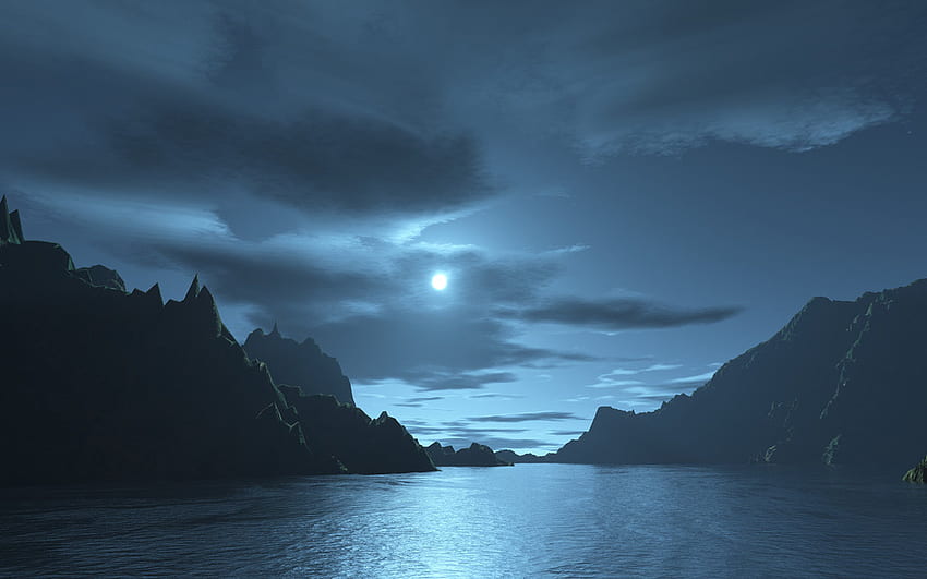 Night Of Whispers, whispers, night, blue, river, moon HD wallpaper | Pxfuel