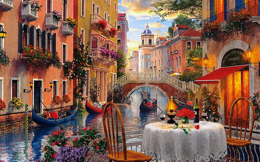Venice Cafe, Italian Cafe HD wallpaper